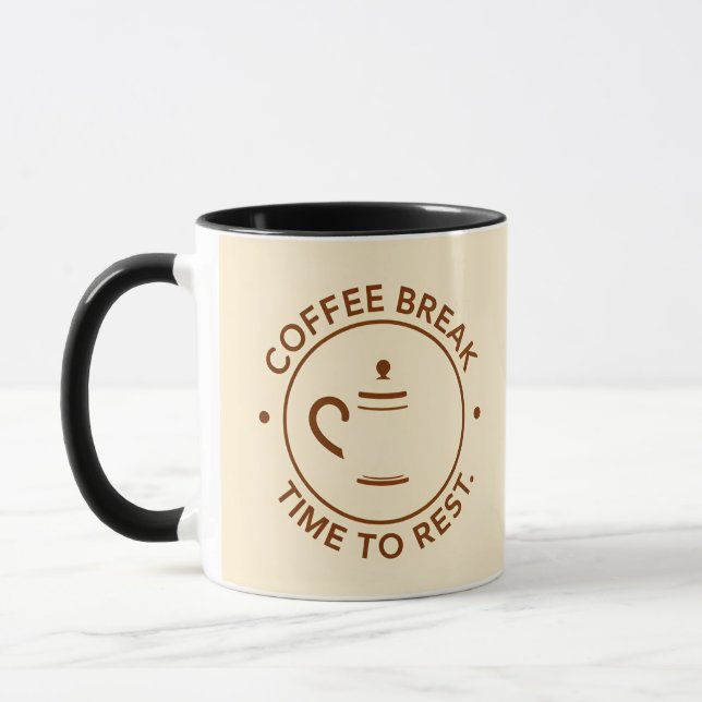 Coffee Break Logo on Beige Background Mug (Left)
