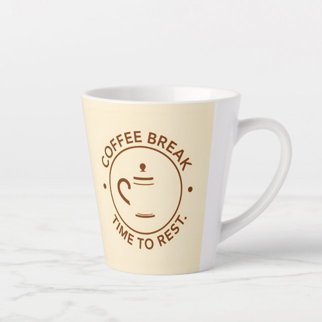 ☕ Coffee Break Minimal Beige Modern Café ☕ Latte Mug (Right)
