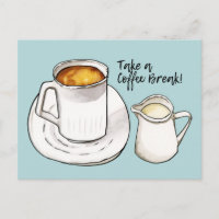 Coffee Break Watercolor and Ink Illustration
