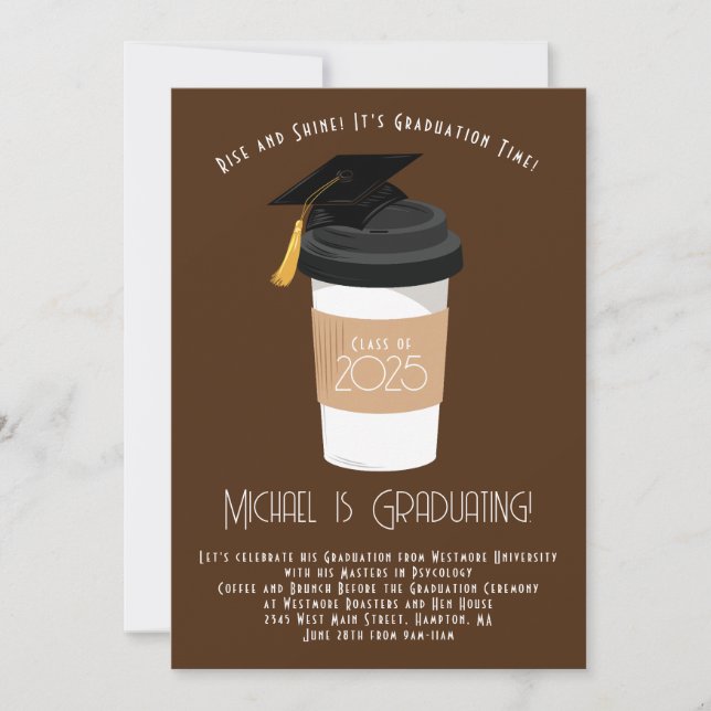 Coffee Breakfast Brunch Graduation Party Invitation (Front)