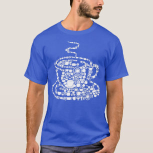 Coffee Brewed Steaming Java Picture Mosaic Cup Sau T-Shirt