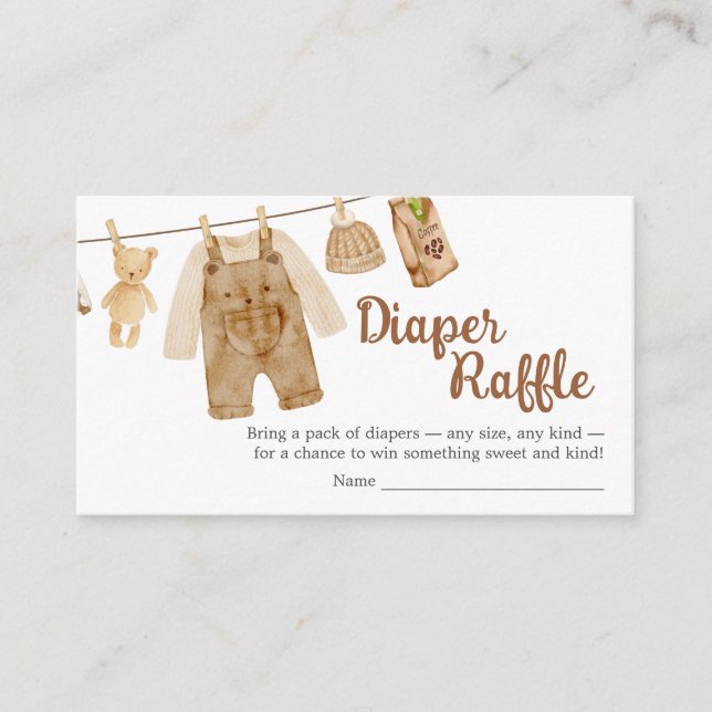 Coffee Brewing Baby Shower Diaper Raffle Enclosure Card (Front)
