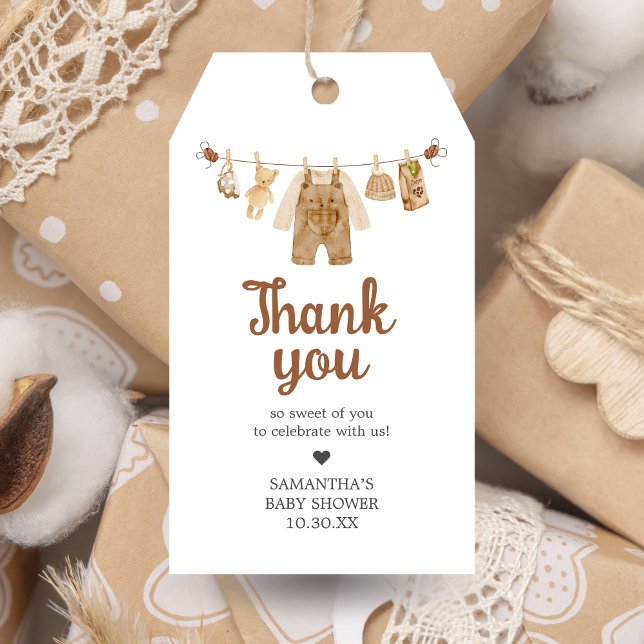 Coffee Brewing Baby Shower Favour Tags (Coffee Little Bean Baby Shower Favor Tags)