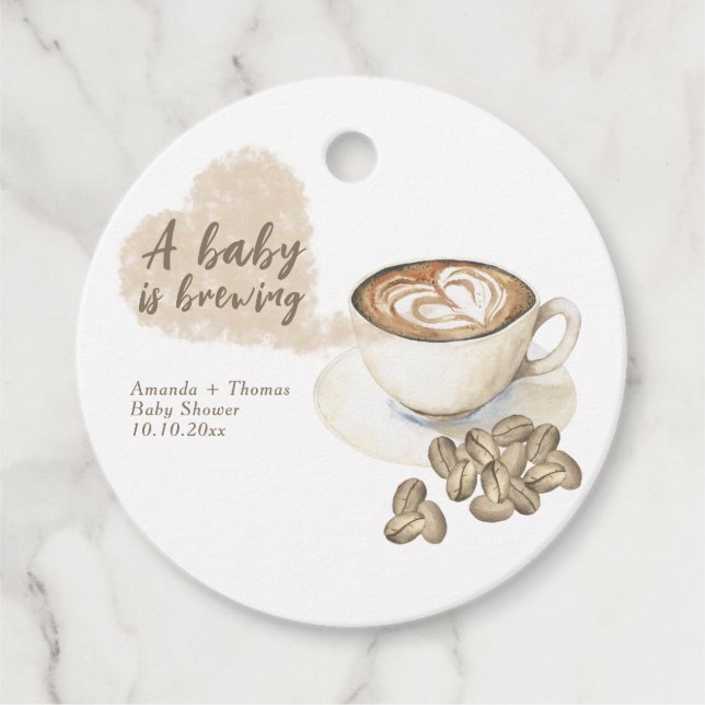 Coffee brewing Baby shower Favour Tags (Front)
