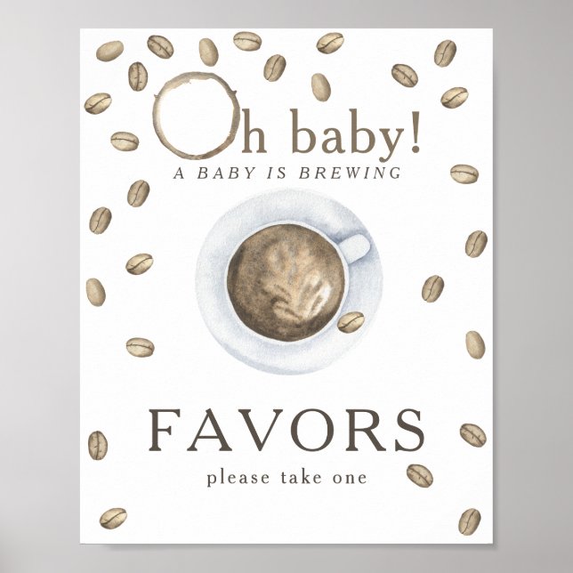 Coffee brewing baby shower Favours Poster (Front)