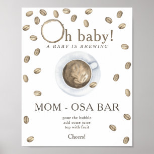 Coffee brewing baby shower Momosa bar Poster