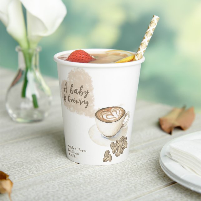 Coffee brewing Baby shower Paper Cups (Insitu)