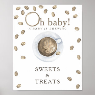 Coffee brewing baby shower SWEETS AND TREATS Poster