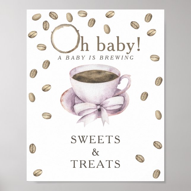 Coffee brewing baby shower SWEETS AND TREATS Poster (Front)