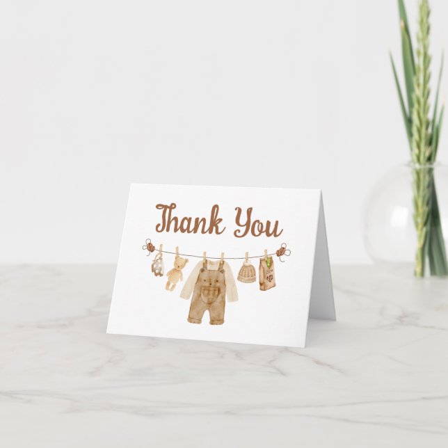 Coffee Brewing Baby Shower  Thank You Card (Front)
