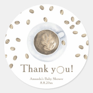 Coffee brewing Baby shower Thank you  Classic Round Sticker