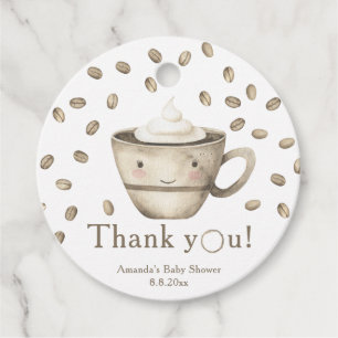 Coffee brewing Baby shower Thank you  Favour Tags