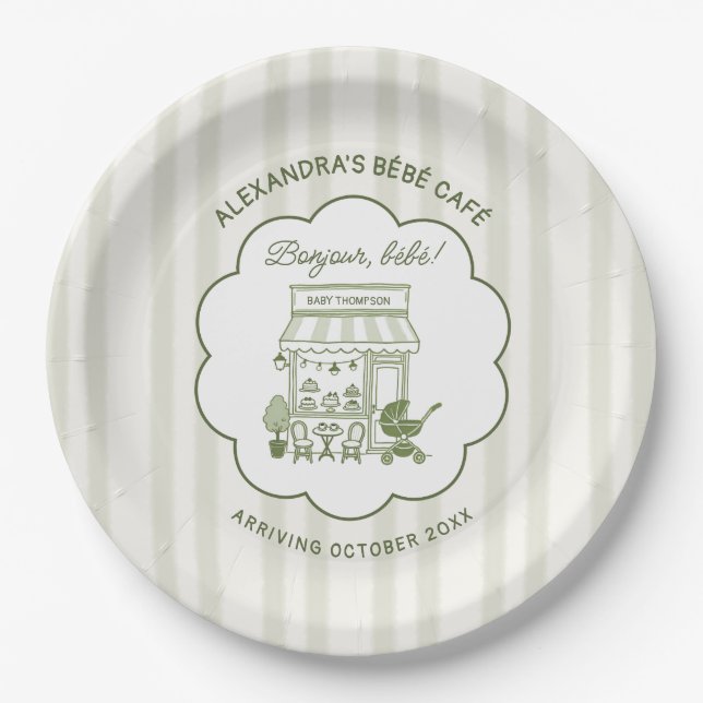 Coffee Brewing Bebe Brunch Neutral Baby Shower Paper Plate (Front)