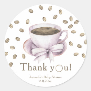 Coffee brewing Girl Baby shower Thank you  Classic Round Sticker