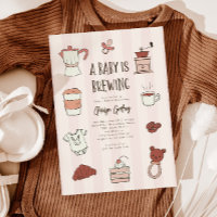Coffee Brewing Pink Baby Shower Invitation