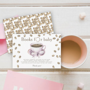 Coffee Brewing Pink Bow Books for baby Enclosure Card