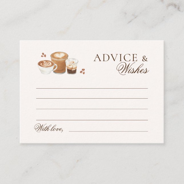 Coffee Bridal Shower Advice and Wishes Enclosure Card (Front)