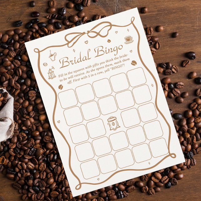 Coffee Bridal Shower Bridal Bingo Game Card (Creator Uploaded)