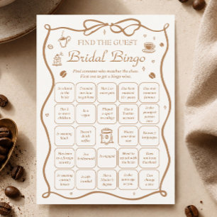Coffee Bridal Shower Find the Guest Bingo Game  Invitation