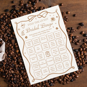 Coffee Bridal Shower Find the Guest Bingo Game  Invitation