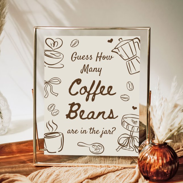 Coffee Bridal Shower Guess How Many Coffee Beans  Poster (Creator Uploaded)