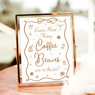 Coffee Bridal Shower Guess How Many Coffee Beans Poster
