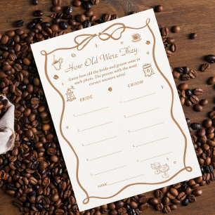 Coffee Bridal Shower How Old Were They Game Card