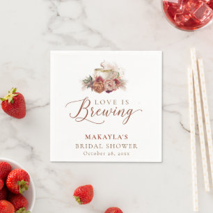 Coffee Bridal Shower Love Is Brewing Boho Napkin