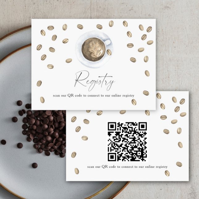 Coffee bridal shower QR code for registry  Enclosure Card (Creator Uploaded)
