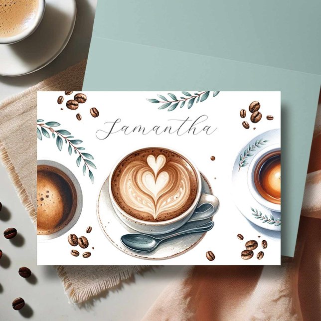 Coffee Bridal Shower Theme Card (bridal shower card features coffee theme and personalized with the bride to be's name.)