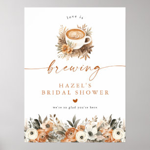 Coffee Bridal Shower Welcome, Love Is Brewing Poster