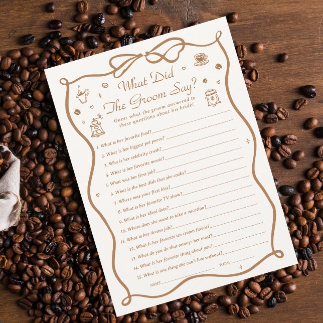 Coffee Bridal Shower What Did the Groom Say Game  Invitation (Creator Uploaded)