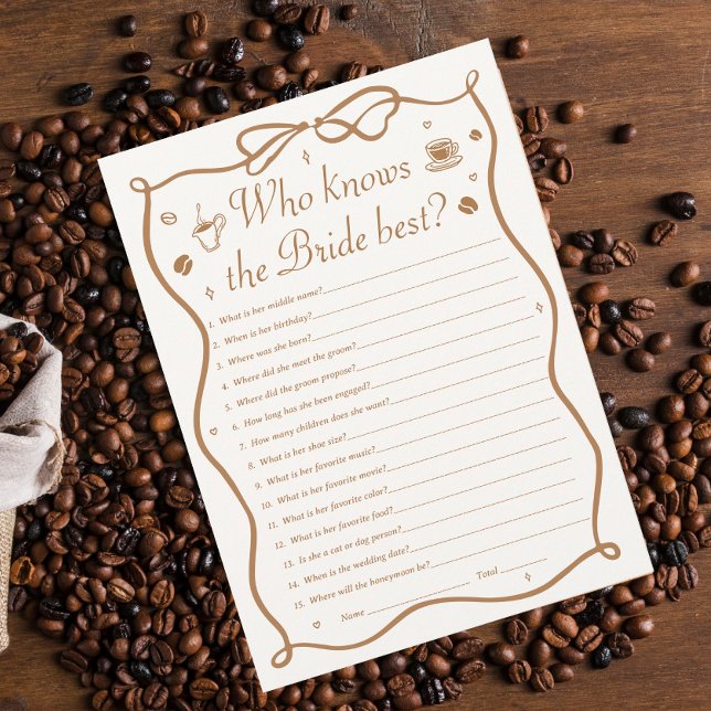 Coffee Bridal Shower Who Knows the Bride Best Game Invitation (Creator Uploaded)