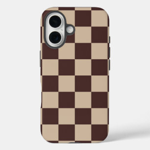 Coffee Brown Chequerboard iPhone 16 Case