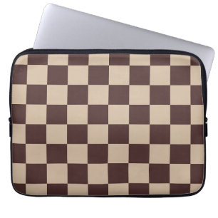 Coffee Brown Chequerboard Laptop Sleeve