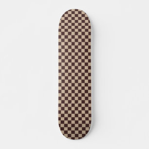 Coffee Brown Chequerboard Skateboard