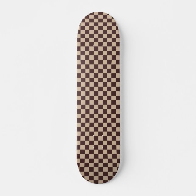 Coffee Brown Chequerboard Skateboard (Front)