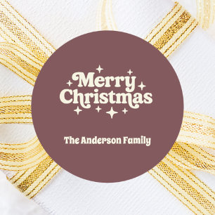 Coffee brown cream Merry Christmas favor Classic Round Sticker
