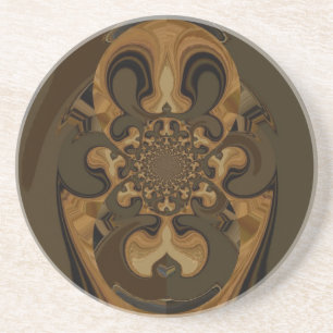 Coffee Brown Fluid Kaleidoscope Art Print Coaster
