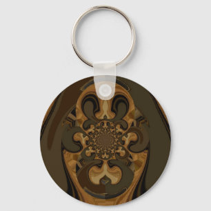 Coffee Brown Fluid Kaleidoscope Art Print Key Ring