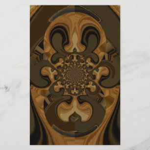 Coffee Brown Fluid Kaleidoscope Art Print Stationery