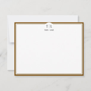 Coffee Brown Monogram Initials Couple Custom Card