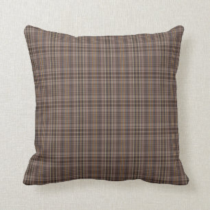 Coffee Brown Plaid Pattern Cushion