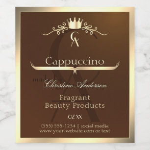 Coffee Brown Product Label Gold Frame and Monogram