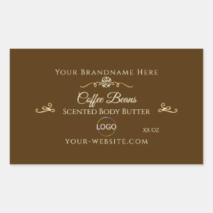 Coffee Brown Product Label Gold Frame with Logo