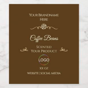 Coffee Brown Product Label Gold Frame with Logo