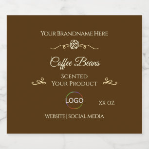 Coffee Brown Product Label Gold Frame with Logo