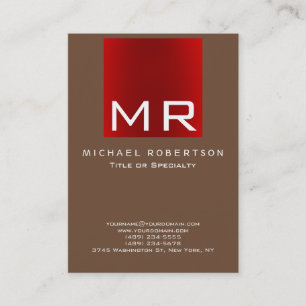Coffee Brown Red Stylish Monogram Business Card