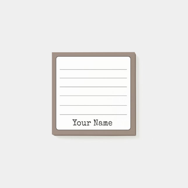 Coffee Brown Retro Add Your Name Lined  Post-it Notes (Front)