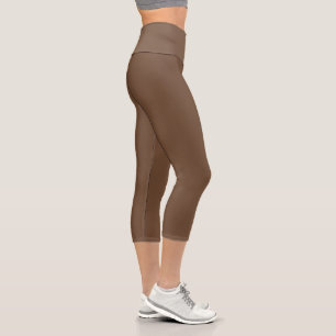 Coffee Brown Solid Colour  Capri Leggings